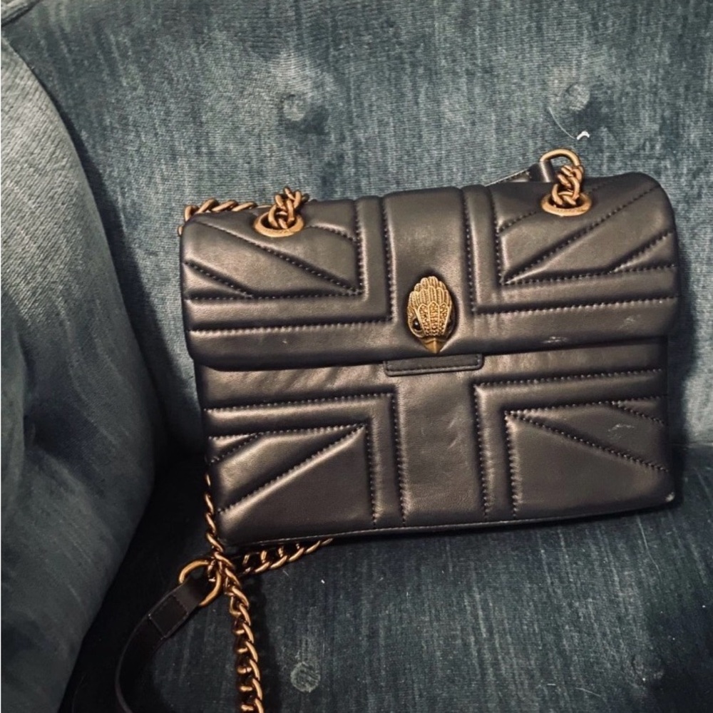 Kurt Geiger Black Leather Clutch with Gold Details